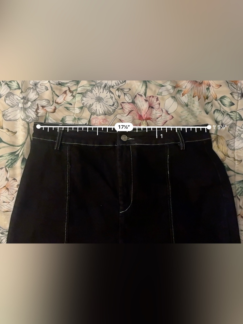 Black Contrast-Stitch Oversized Denim Jacket Skirt Set - Picture 5 of 5